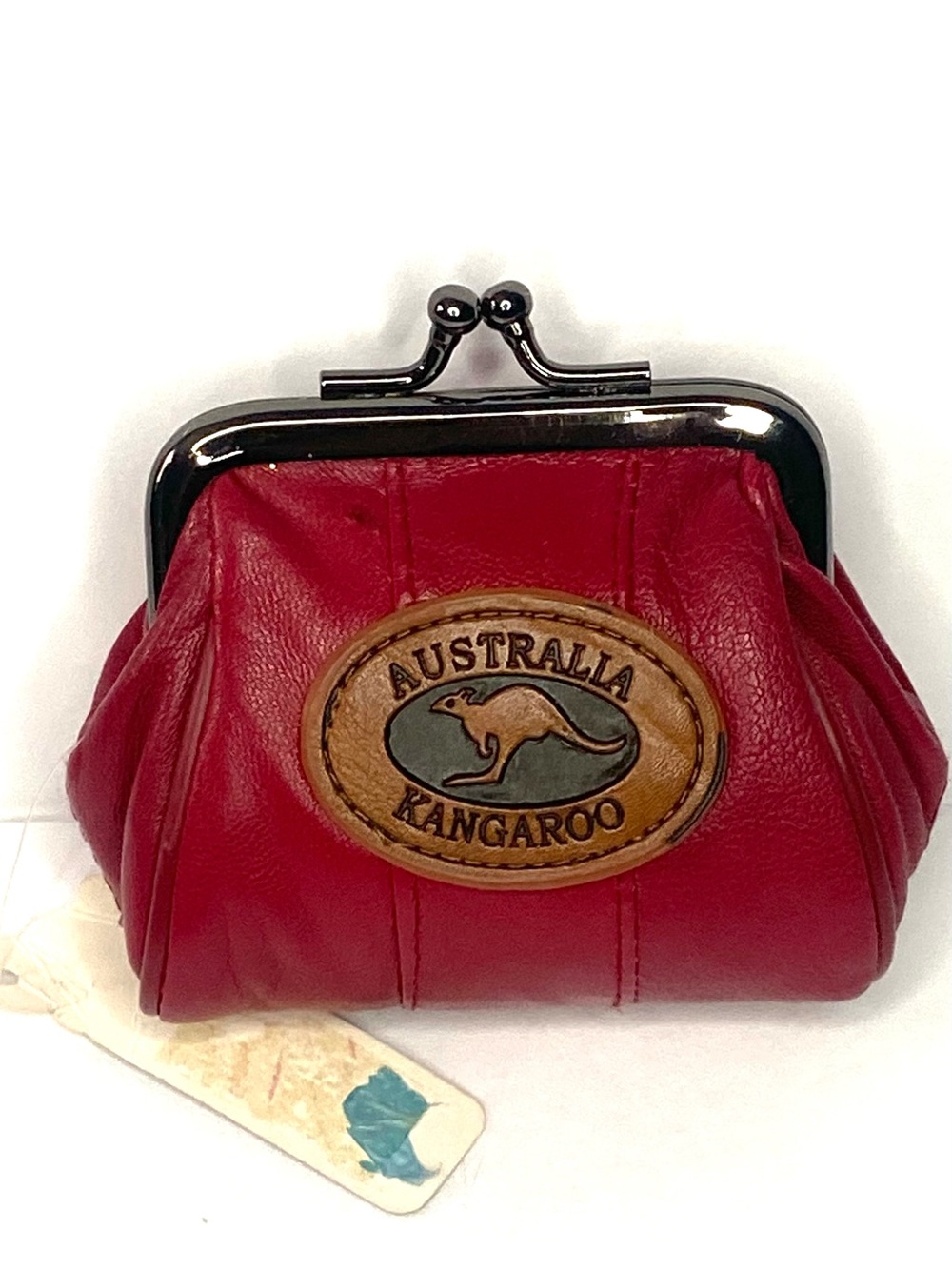 Red Leather Kiss-Lock Coin Purse